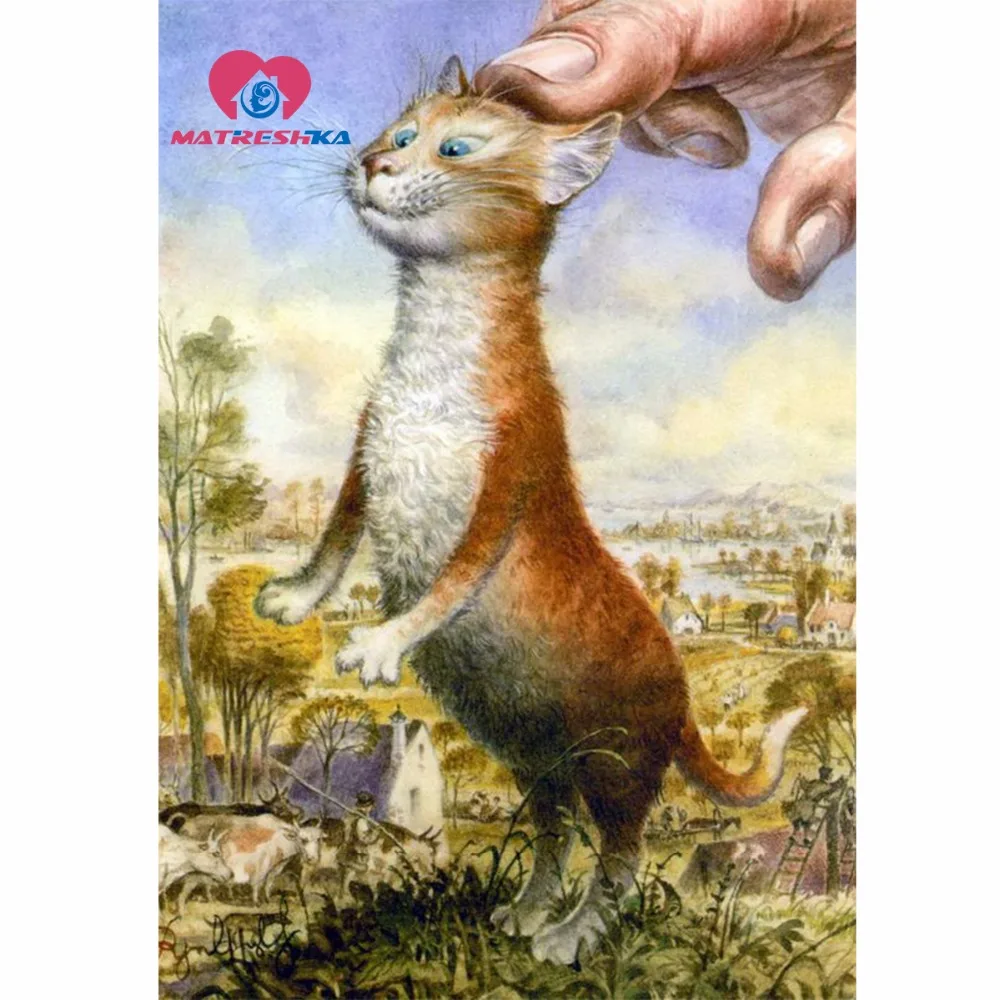 Алмазная вышивка для детей мультяшный Кот мозаика полная квадратная Стразы 5d