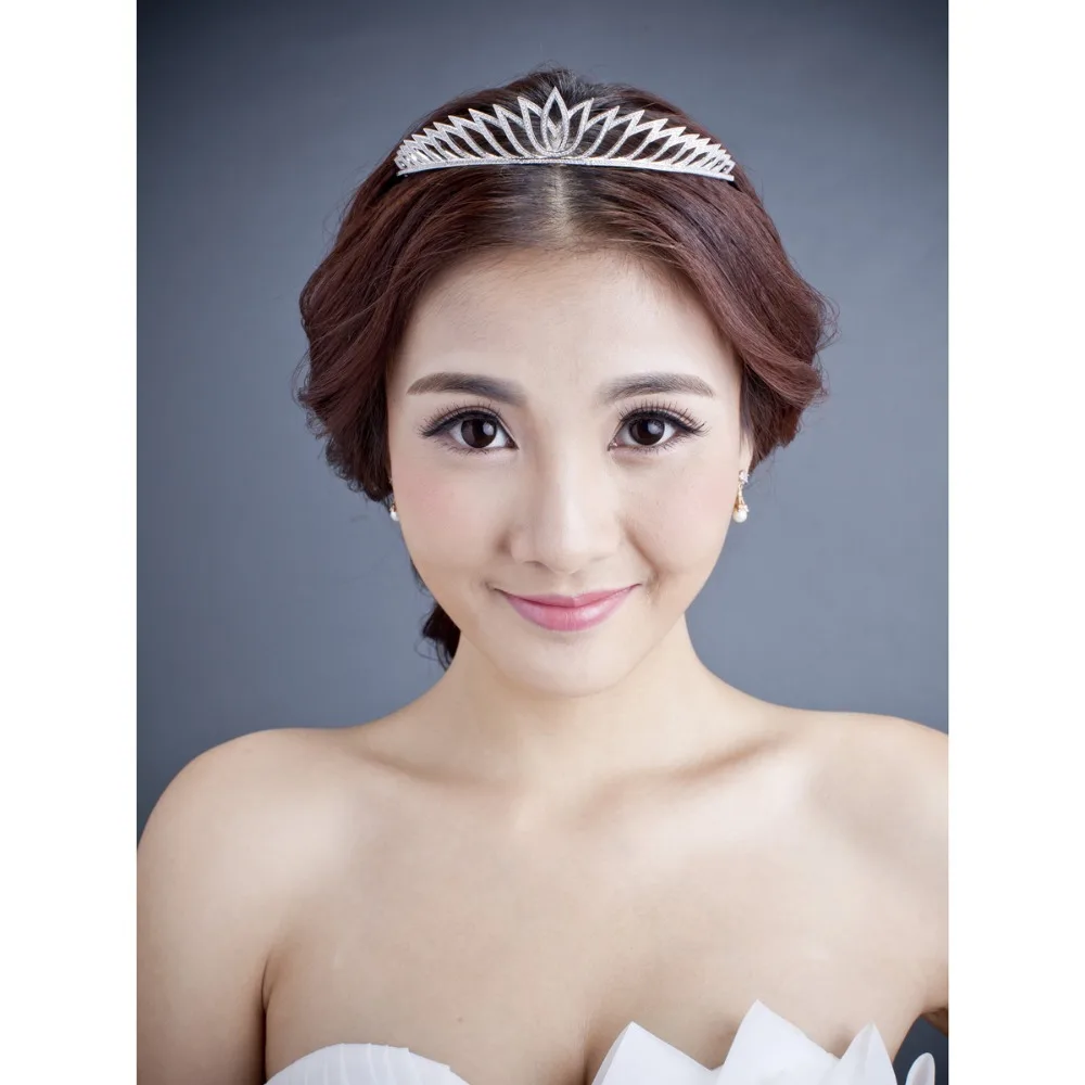 

Full CZ Cubic Zirconia Tiara for Bridal Wedding Hair Jewelry Accessories Women Pageant Headpieces