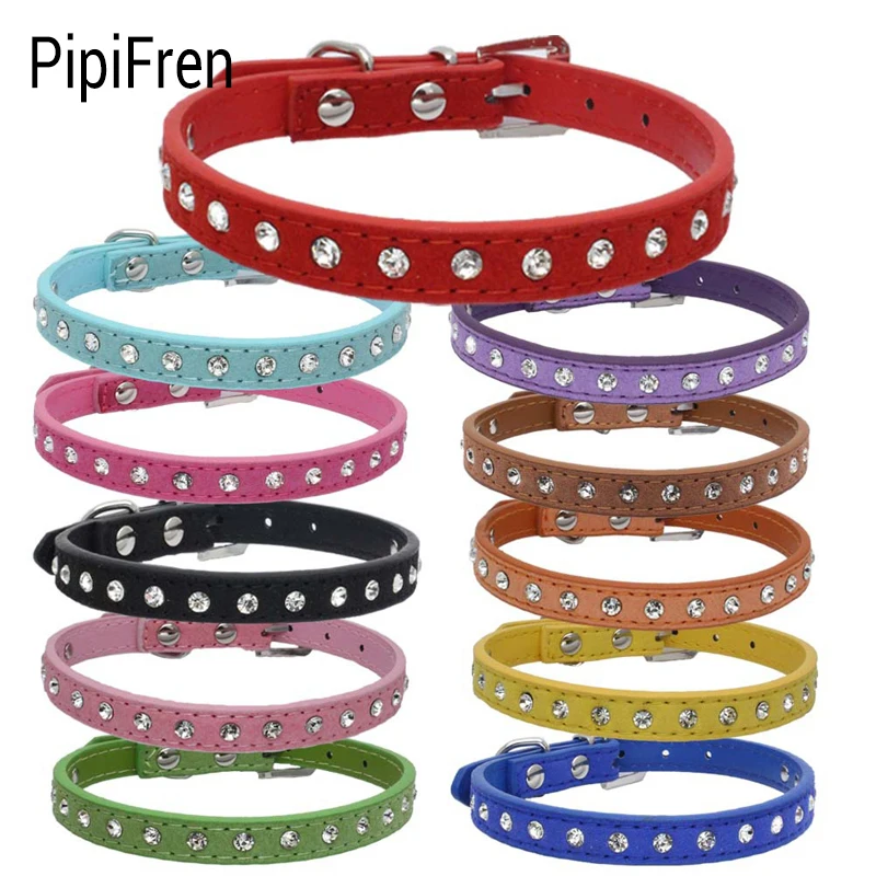 PipiFren ошейники для кошек Собака котенок горный хрусталь аксессуары для домашних животных отбивающиеся ошейники Чихуахуа коллиер pour chat animaux reglable
