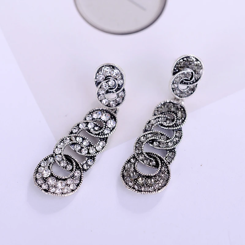 Женские серьги подвески LUBOV в виде кругов сверкающие со стразами|dangle drop earings|dangle