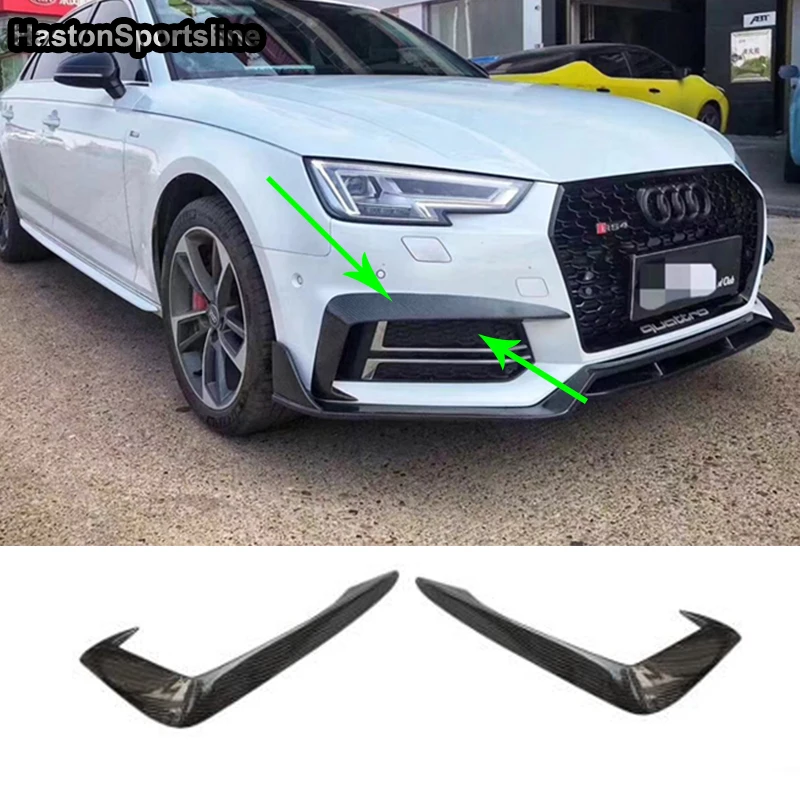 Для Audi S4 Sline B9 модифицированный Карбон волокно лицевая часть галстука сплиттер передняя противотуманная фара плавник авто аксессуары