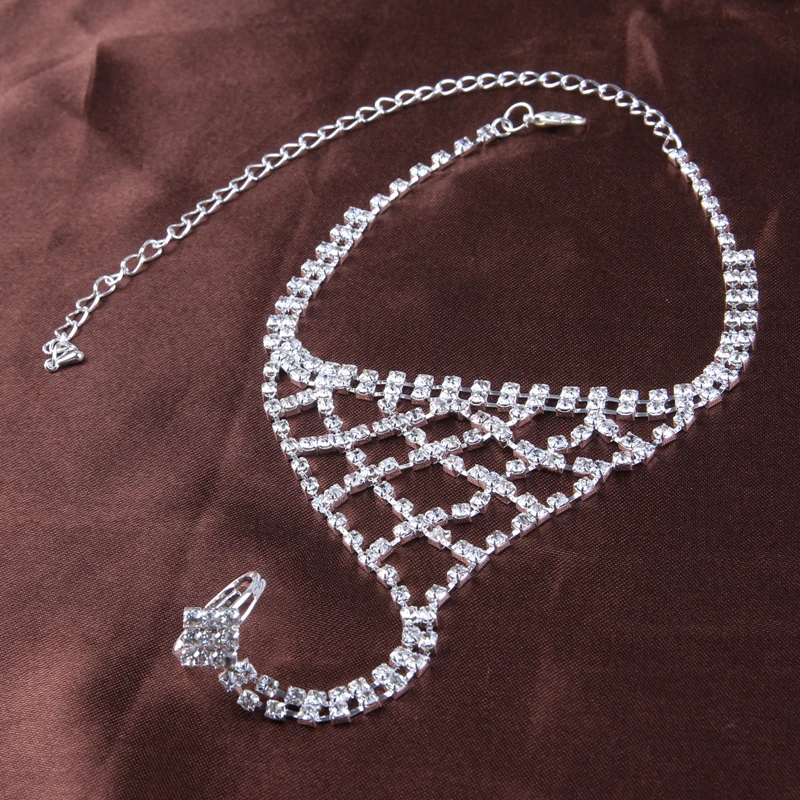 1 шт. браслет на ногу Стразы Кристальные сандалии без ног женские свадебные