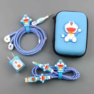 style 9 1,4 м милый мультфильм USB кабель наушники протектор набор с кабелем Стикеры для намотки Спиральный шнур протектор для iphone 5 6 6s 7plus - Цвет: style 9