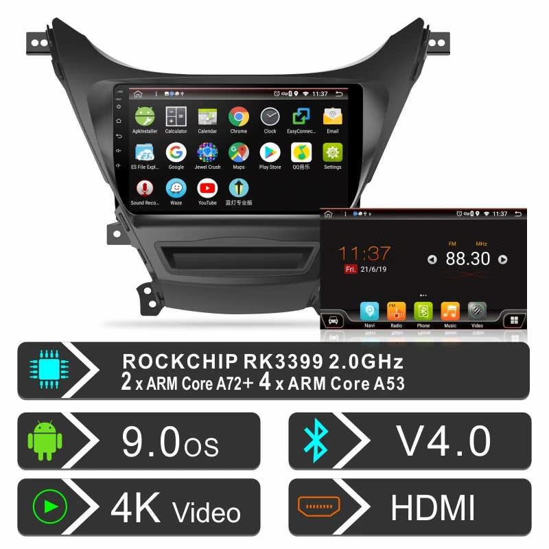 PX6 4 + 64G Android 9 0 автомобильный Радио мультимедийный плеер навигация gps для Hyundai Elantra
