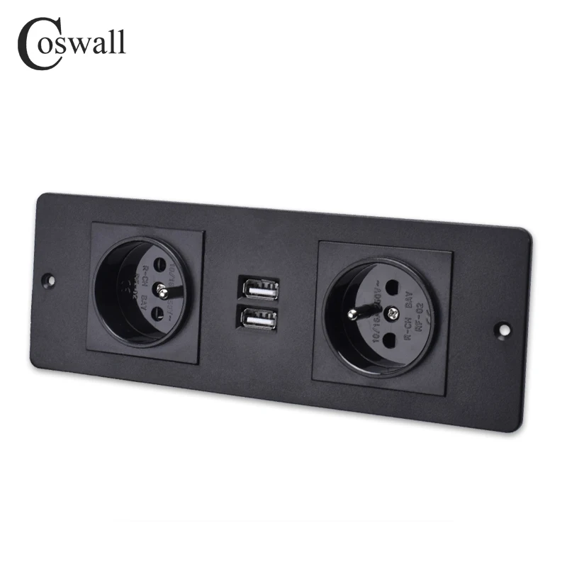 COSWALL двойная французская стандартная розетка с 2 usb зарядным портом кухонная