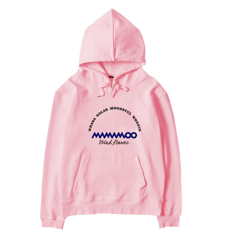

Mamamoo new albm wind flower all member name printing pullover loose hoodies kpop unisex fleece/thin autumn winter sweatshirt