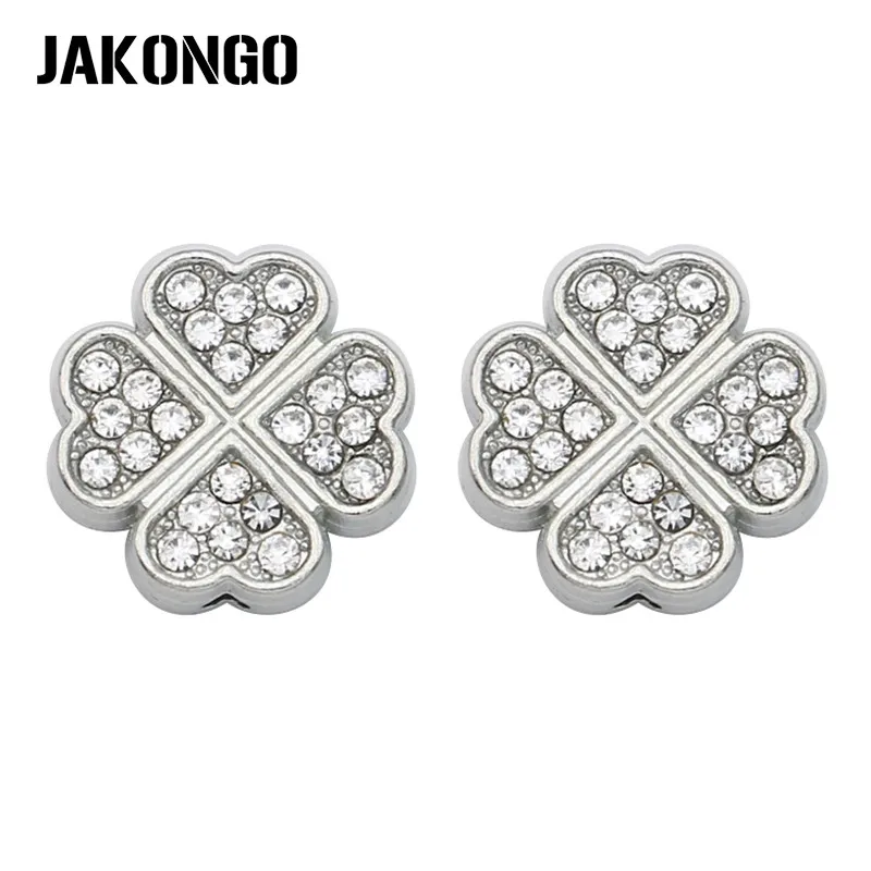 JAKONGO посеребренные бусины-разделители в форме клевера для изготовления