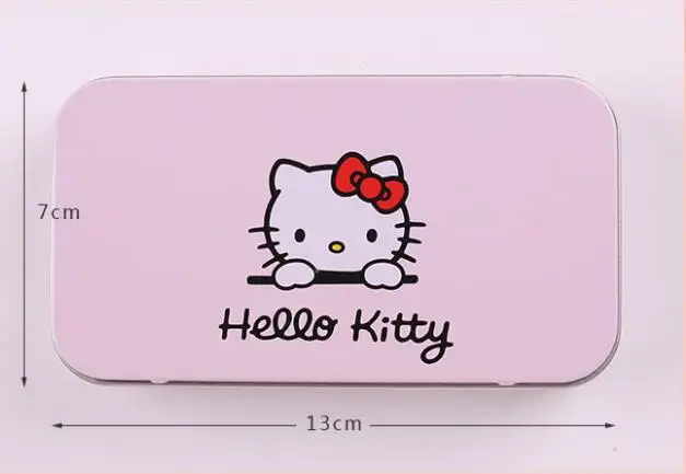 7 шт./компл. рисунок «Hello Kitty» милые металлическая коробка для путешествий Наборы пакет Портативный оборудование розового цвета, в виде мультяшного макияж кисти для макияжа на открытом воздухе набор инструментов