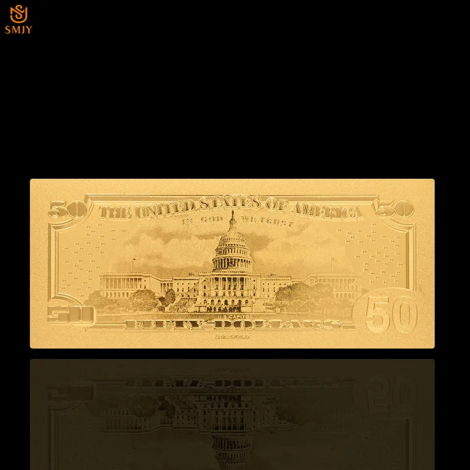 10 шт./лот высокие продажи золотые банкноты США 50 долларов позолоченные в 24k