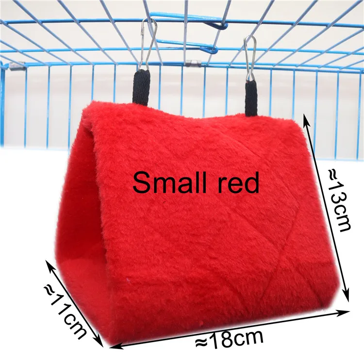 Small red 1 pcs 1 шт., модный плюшевый костюм попугая, треугольное гнездо, подвесное гнездо, зимний теплый треугольный подвесной гамак для семьи, товары для домашних животных - Цвет: Small red 1 pcs