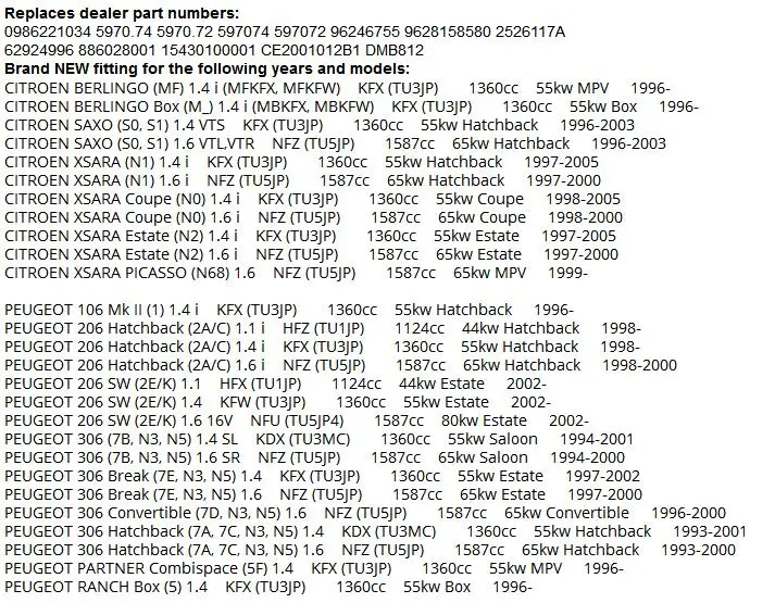 Катушка зажигания для CITROEN BERLINGO Saxo Xsara PEUGEOT 106 206 306 партнер ранчо 0986221034 597074 597072 96246755 9628158580
