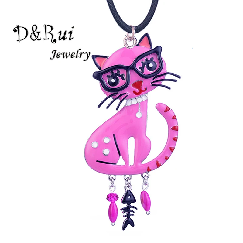 Подвеска D & Rui для женщин розовая эмалированная длинная веревочная цепочка в виде