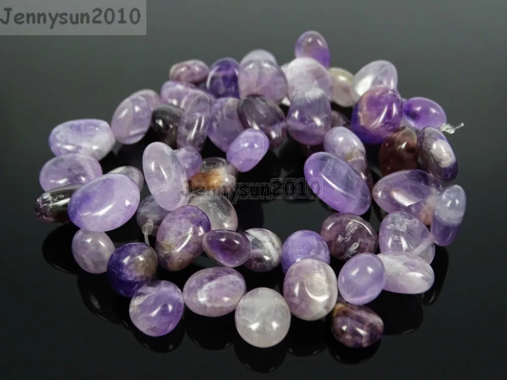 

Natural Ame-thyst Gems Stone Freeform Flat Teardrop Drop Barpque Beads 16'' for Jewelry Making Crafts 5 Strands/Pack