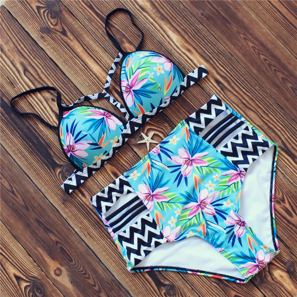Новинка 2019 бикини с высокой талией купальный костюм женский купальник пуш ап