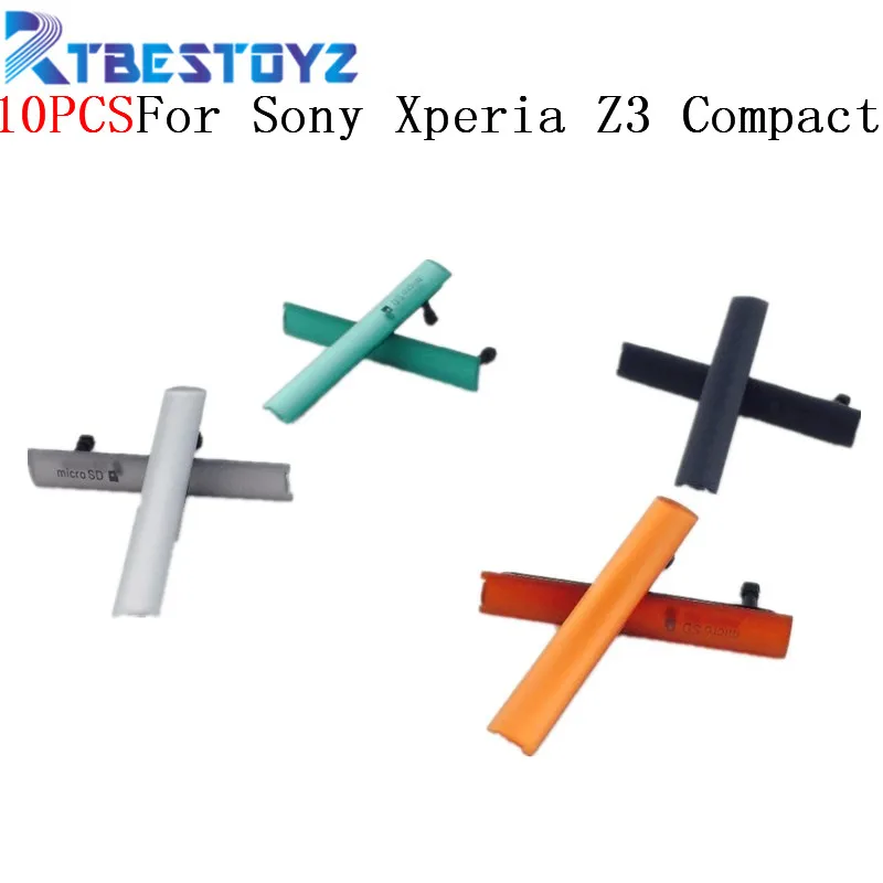 

RTBESTOYZ 10set/lot Sim/Micro SD Card Slot USB Port Cover phone strap For Sony Xperia Z3 Compact Mini Z3mini D5803/D5833