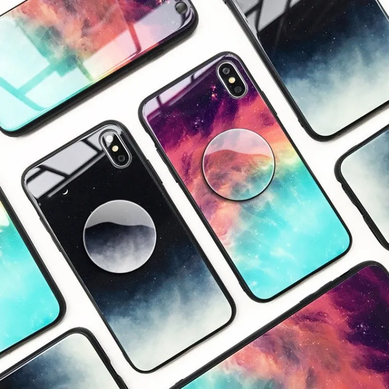 Роскошный держатель из закаленного стекла звездного неба 9 H чехол для iPhone 6 S 7 8 plus