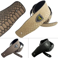 durable adjustable pu leather guitar strap with python skin pattern for guitar bass 3 colors optional