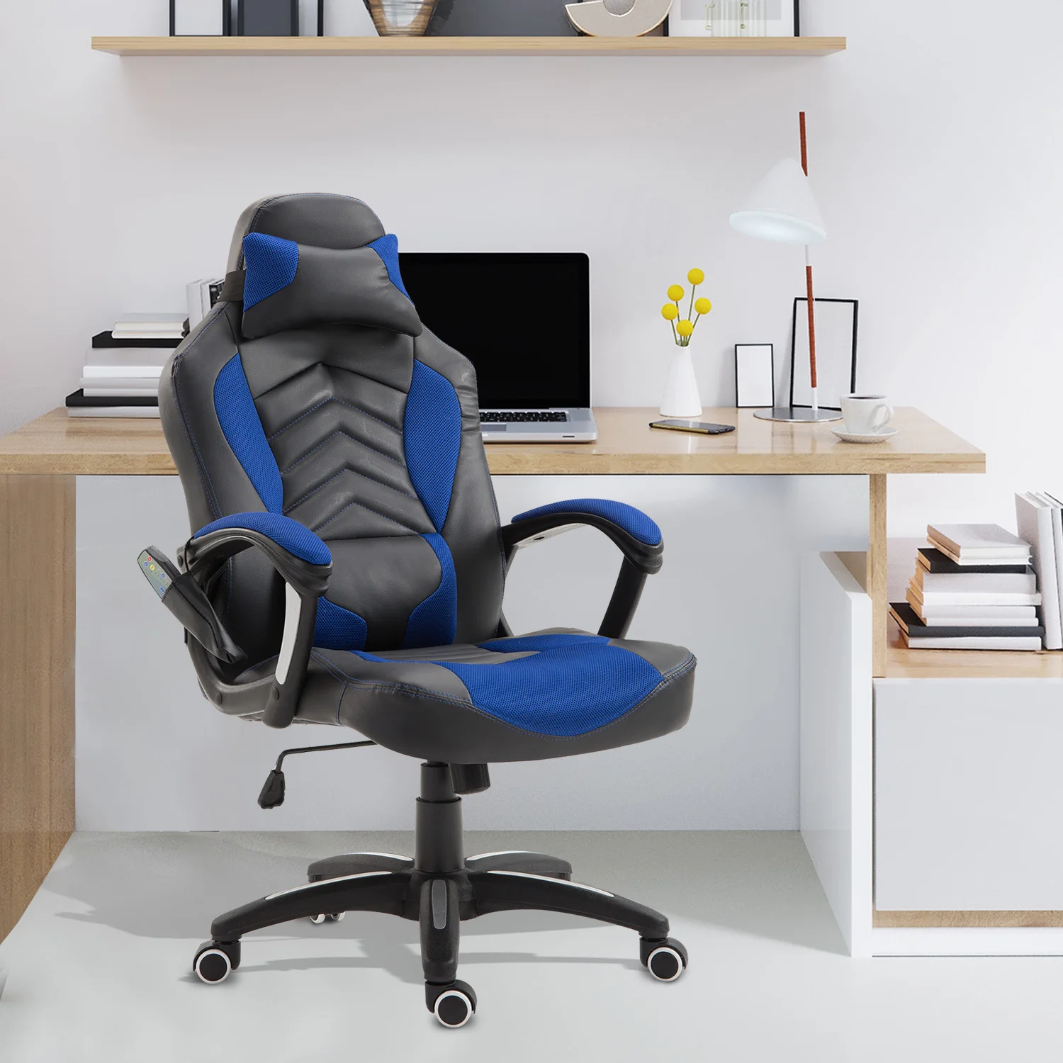 HOMCOM с нагревательным дизайном эргономичный откидной массажный стул офисный