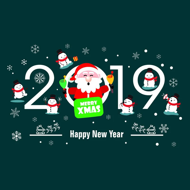 2019 Новогодняя Настенная Наклейка с мультяшным Санта Клаусом стеклянное окно для