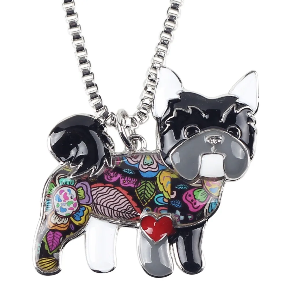Bonsny Maxi Statement Alloy Yorkie Yorkshire Dog Choker Necklace Chain Collar Shiz Tzu Pendant Fashion Enamel Jewelry Women | Украшения и