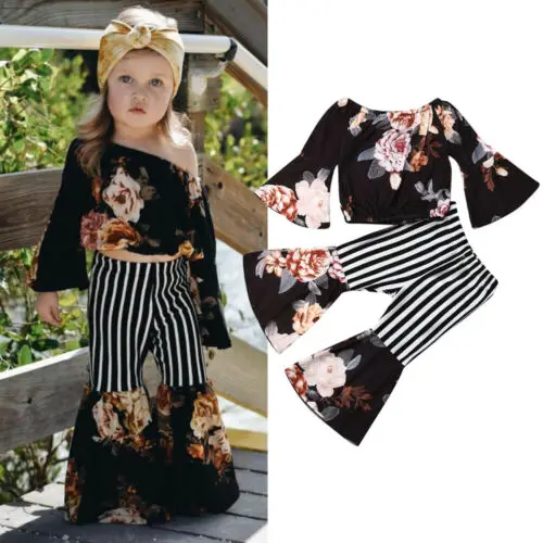 Комплект детской одежды с цветочным принтом для девочек летние костюмы