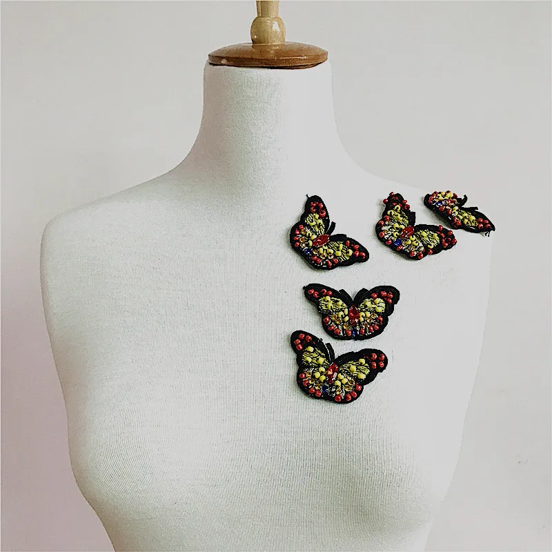 5 шт. Кристалл бисера Бабочка патч 3d аппликация патчи для одежды сумки Parches Bordados Ropa