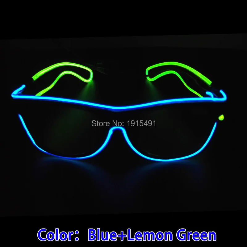 Яркие двухцветные смешанные синие + светло-зеленые EL провода очки праздничное