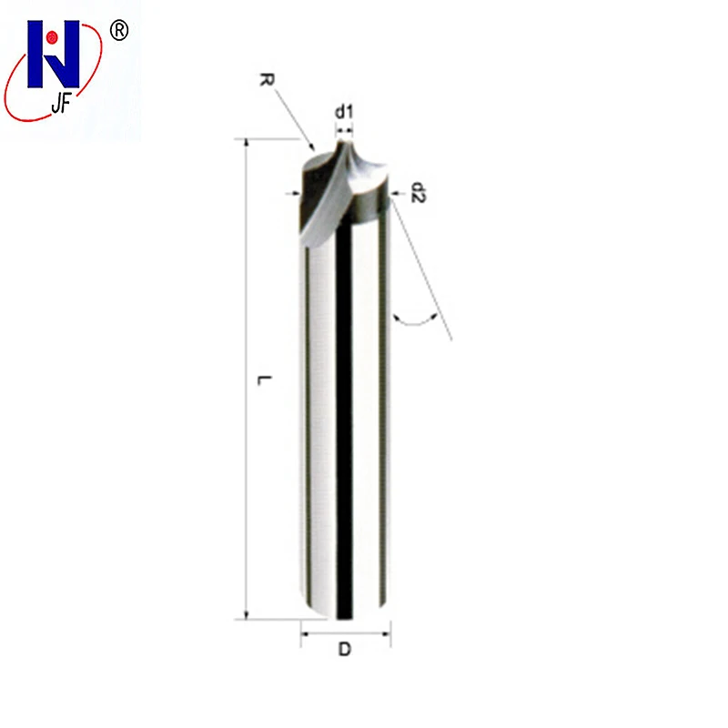 

R4.5X12X75X4F HRC55 TiAlN Твердосплавные 4 флейты внутренний угол радиус Концевая мельница
