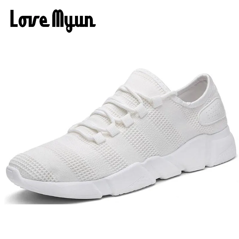 male fashion casual shoes Knitted weaving Men sneakers Breathable Mesh Walking footwear lightweight Flats Black MM-68 | Обувь