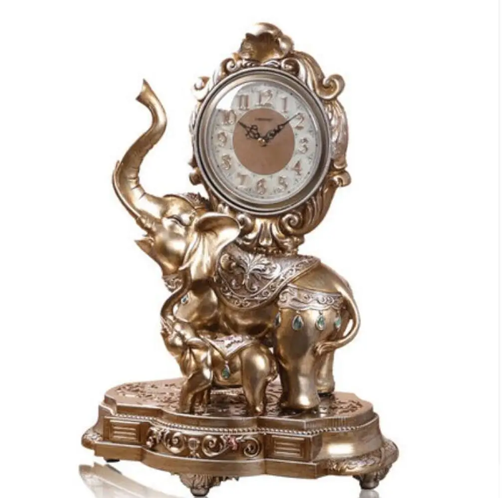 

1PCS European style clock bedside elephant clock bell clock fashion mute desk bedside clock LU606516