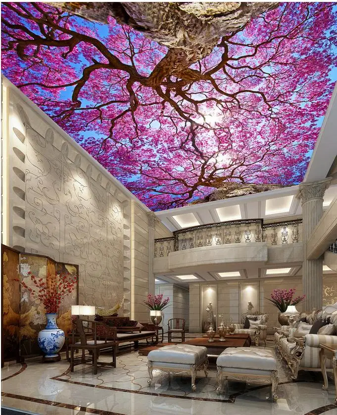 Настенные 3D обои украшение для дома вишневые деревья нетканые потолка в