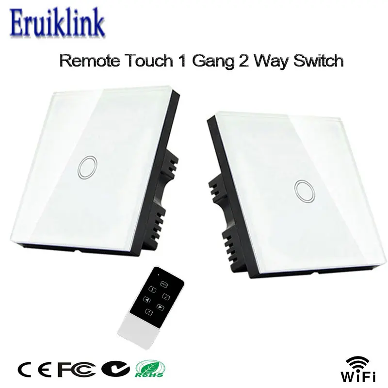 

Smart Home 86 Type UK Panel Wall Light Switch 1 Gang 2 Way 433mhz RF Wireless Remote Smart Light Switch For Home Automation