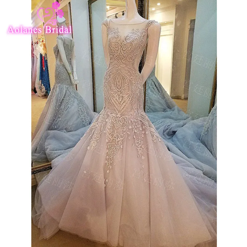 Vestidos De Noiva элегантные серые Свадебные платья без рукавов с круглым вырезом
