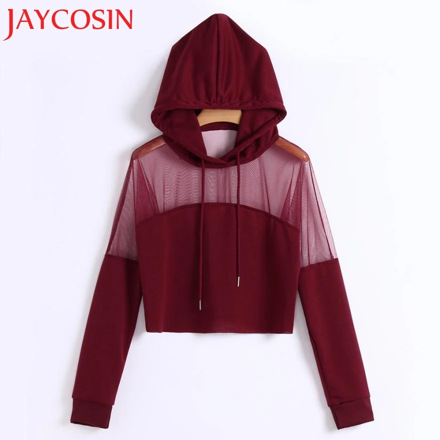 JAYCOSIN 2018 Женская Однотонная рубашка с длинным рукавом и капюшоном в стиле бохо