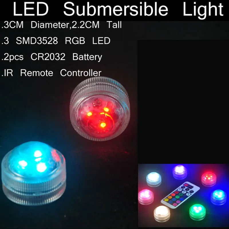 

20pcs/Lot RGB Remote Control Submersible LED Tea light battery operated lights for Party Christmas New Year Wedding Decoration