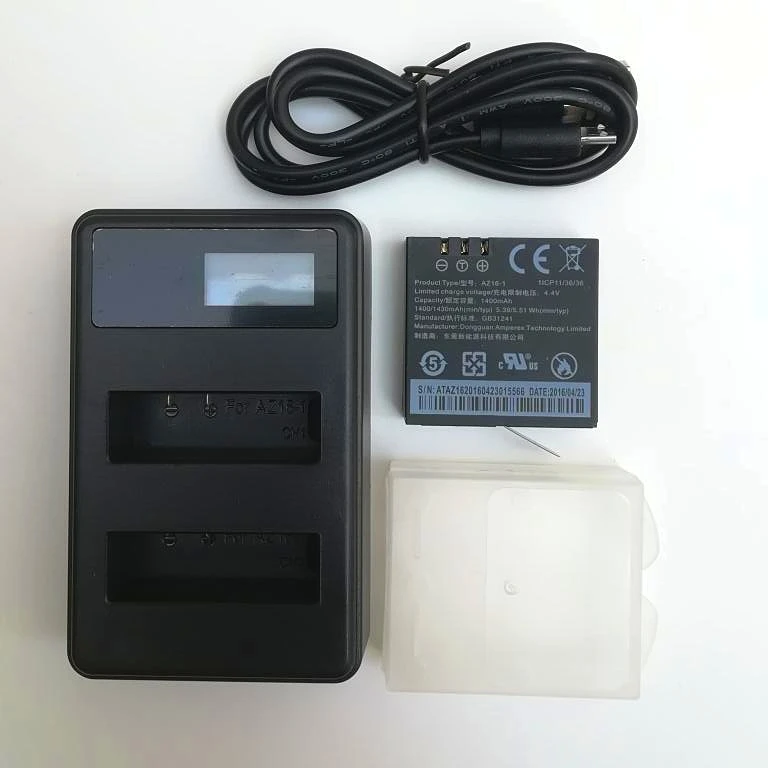 Для Xiaomi YI 4K батарея AZ16-1 USB lcd двойное зарядное устройство Экшн-камера 2 4k+ Lite аксессуары 1400mAh перезаряжаемая батарея - Цвет: A combination