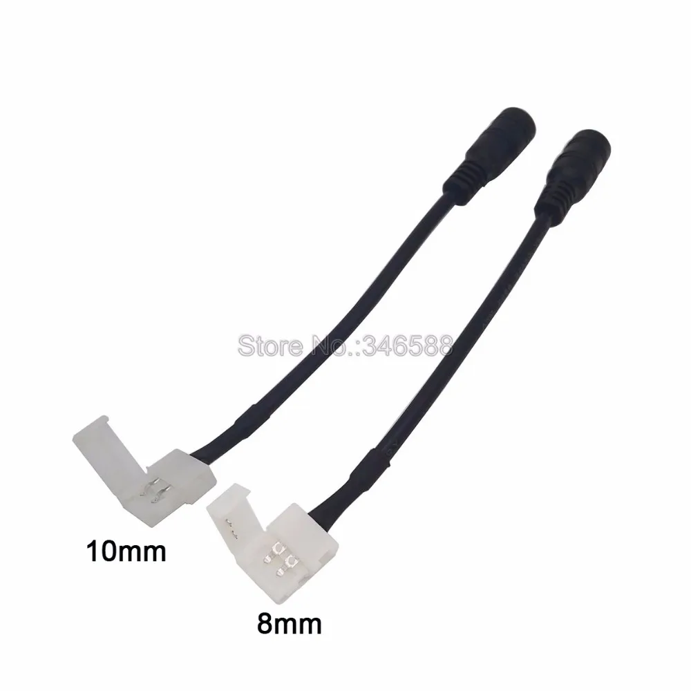 

5pc/lot Female DC Connector 5.5*2.1mm to 2pin 8mm / 10mm Free Welding Easy Connector with 15cm Black Wire for Single Color Strip