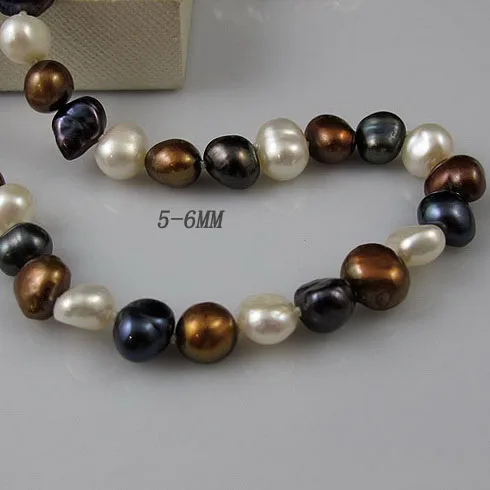 Ювелирный магазин с уникальным жемчугом, длинное ожерелье из жемчуга 120 см, ожерелье из пресноводного жемчуга белого, коричневого, черного барочного цвета 5-6 мм
