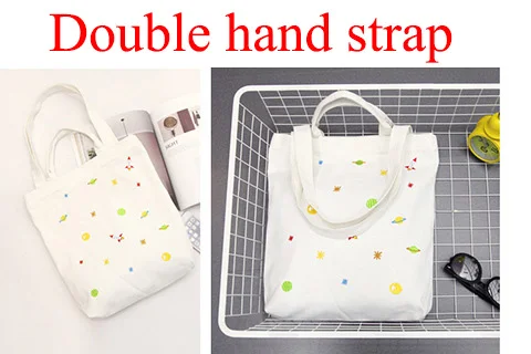 Double hand strap 4 Женская пляжная сумка для покупок женские сумки тканевая сумка многоразовая сумка для покупок Путешествия складной органайзер шоппер - Цвет: Double hand strap 4