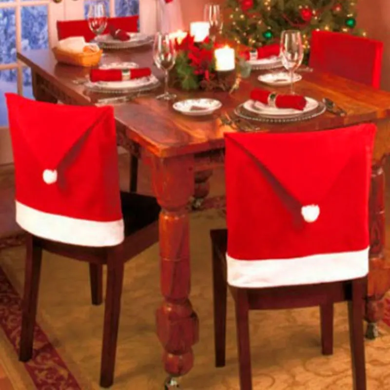 

4Pcs Christmas Chair cap Christmas Decorations For Home Santa Claus Large Hat Hotel Table Decoration New Year