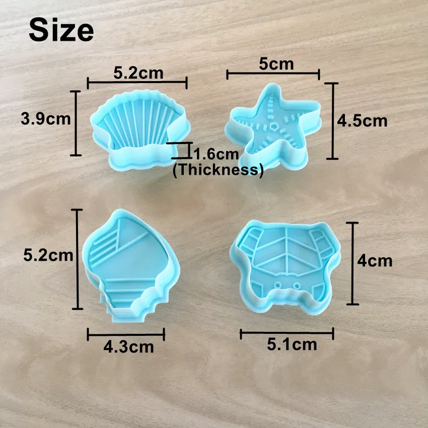4 шт./компл. морские животные моллюски Морская звезда форма пластиковые формочки