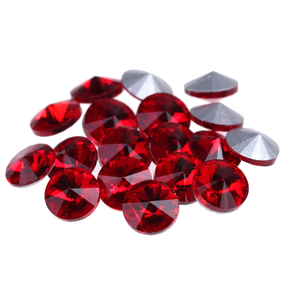 Round Red 50pcs Кристалл AB черный и красный цвета 50 шт. остроконечная подложка стекло стразы камни глаз слеза круглый Овальный DIY Дизайн ногтей украшения - Цвет: Round Red 50pcs