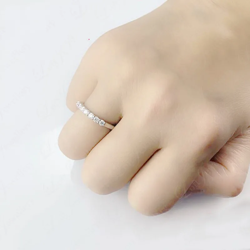 3 мм* 9 шт кольцо из стерлингового серебра ювелирные изделия 0.9CT Сона кольцо, инкрустированное алмазами для Для женщин Свадебные украшения S925 кольцо с покрытием из белого золота 18 К