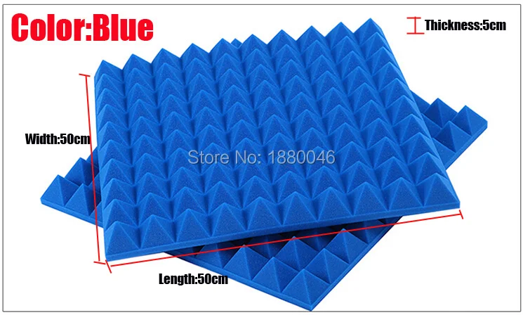 High Quality New Blue Color acoustic foam pyramid studio sound panel 20pcs 50*50*5cm In stock | Дом и сад