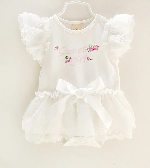 Newborn Girl Sleeveless Bodysuit Dress Baby Summer Clothing Cotton Lace Tutu 1piece Jumper Infant Girls Gift 3m 2018 New |
