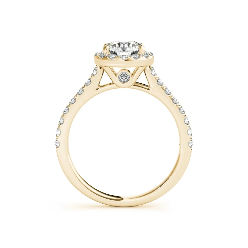 QYI 14k массивная, желтая, Золотая обручальное кольцо с камнем наборы 1ct круглая огранка имитация бриллианта Роскошные обручальные кольца для женщин