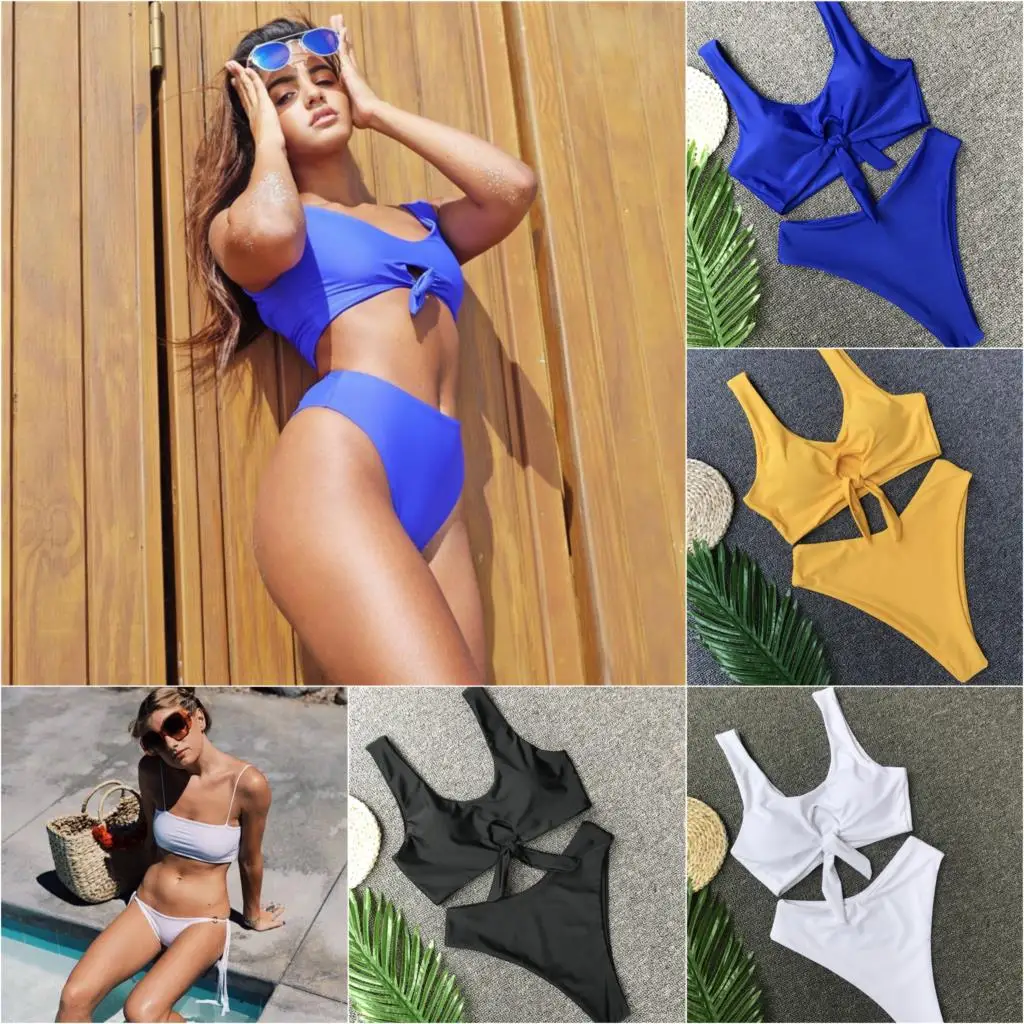 Женский купальный костюм Maillot De Bain бикини с высокой талией пуш ап большие размеры