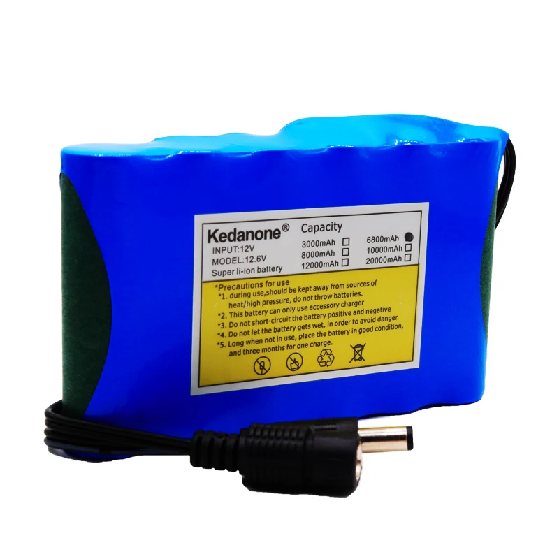 12v аккумулятор 6.8Ah 18650 перезаряжаемый комплект литий-ионный батарей Емкость DC 12,6 V 6800 Mah CCTV Cam монитор+ 1A зарядное устройство