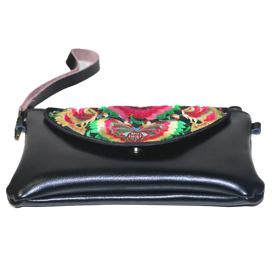 Женский кошелек в этническом стиле с цветочной вышивкой клатч для телефона