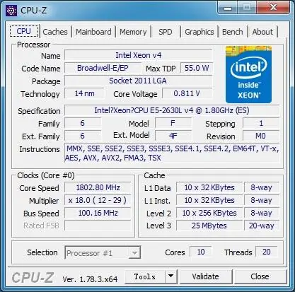 Φ V4 Intel Xeon QS версии процессора 1 80 ГГц 10 Core 25M E5 2630L 55W маломощный процессор 2630LV4|intel